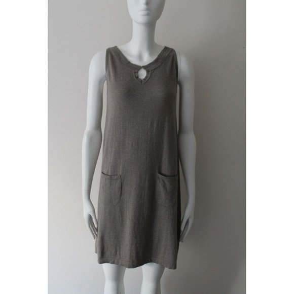 ALLUDE Keyhole Front Cashmere-Cotton Blend Dress Taupe-Brown Size Small - Picture 1 of 8